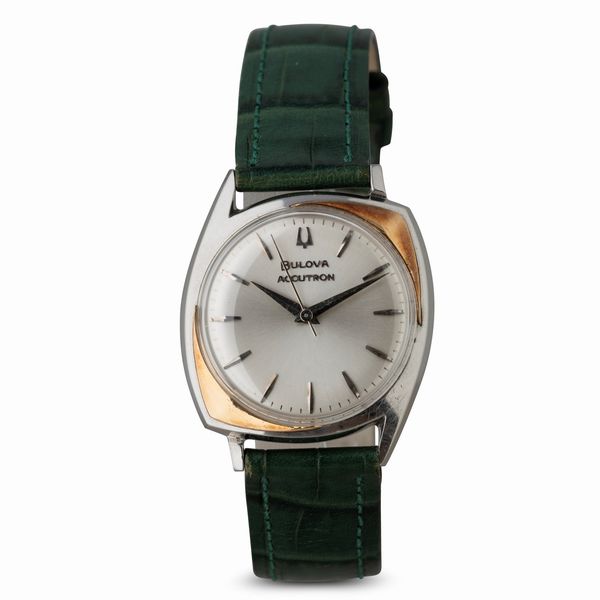 Bulova : Accutron solo tempo quadrante Argent� in acciaio con placche in oro, movimento elettromeccanico, 33 mm  - Asta Watches - Associazione Nazionale - Case d'Asta italiane
