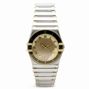 OMEGA - Omega Constellation in acciaio con inserti in oro, quadrante champagne, datario e numeri arabi, ref 1503.10.00, movimento automatico, bracciale in acciaio, 31 mm