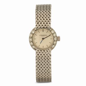 Vacheron & Constantin - Orologio Lady in oro bianco con ghiera in brillanti, carica manuale, quadrante Argent�, 22 mm