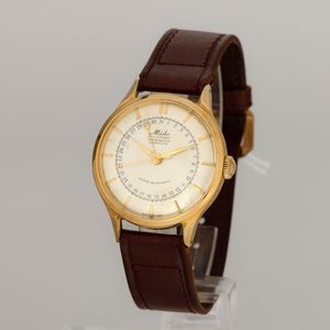 MIDO : Super Automatic in oro giallo 18k con datario, quadrante Argent� e lancette gladio, 34 mm  - Asta Watches - Associazione Nazionale - Case d'Asta italiane