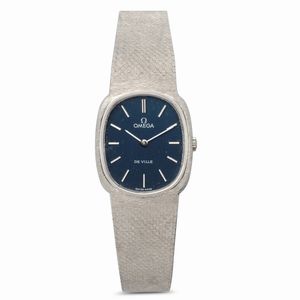 OMEGA - De Ville Lady in oro bianco 18k, carica manuale, quadrante blu con indici applicati, 24x22 mm