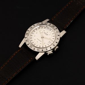 GLYCINE : Airman GMT in acciaio automatico con datario e doppio fuso orario, quadrante Argent�, 36 mm  - Asta Watches - Associazione Nazionale - Case d'Asta italiane