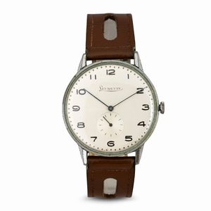 levrette - Solo tempo Oversize in acciaio carica manuale, quadrante Argent� con numeri Arabi e piccoli secondi, 38 mm