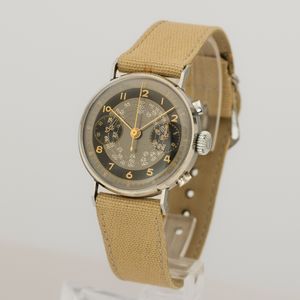 Imperial Watch : Cronografo carica manuale due contatori, tasti a oliva, quadrante galvanico bitonale con scala tachimetrica a chiocciola, numeri Arabi, 36 mm  - Asta Watches - Associazione Nazionale - Case d'Asta italiane