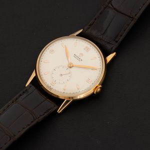ROLEX : Precision in oro giallo 18k carica manuale quadrante Argent� con indici applicati e piccoli secondi 33 mm  - Asta Watches - Associazione Nazionale - Case d'Asta italiane