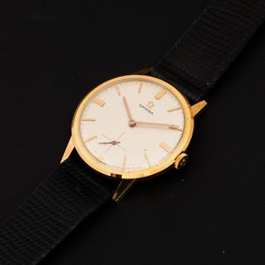 OMEGA : Solo tempo carica manuale in oro giallo 18k, NOS quadrante Argent� con indici applicati, 34 mm  - Asta Watches - Associazione Nazionale - Case d'Asta italiane