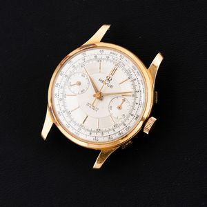 REVUE : Cronografo in oro giallo 18k carica manuale, quadrante Argent� bitonale con indici applicati, 35 mm  - Asta Watches - Associazione Nazionale - Case d'Asta italiane