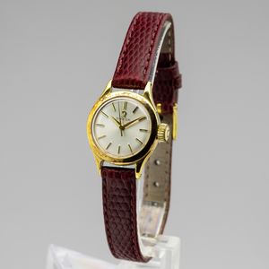 OMEGA : Omega Lady in oro, ref. 2572, quadrante Argent� con indici applicati, carica manuale, cinturino in pelle, 21,5 mm, 1960 circa  - Asta Watches - Associazione Nazionale - Case d'Asta italiane