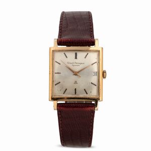 GIRARD PERREGAUX - Carr� in oro giallo 18k movimento automatico con datario, quadrante Argent� 29x29 mm