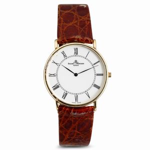Baume & Mercier - Solo tempo in oro giallo al quarzo, quadrante bianco numeri Romani, con scatola e garanzia, 33 mm