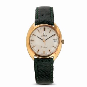 OMEGA - Geneve in oro giallo 18k automatico con datario, quadrante Argent�, 33x35 mm