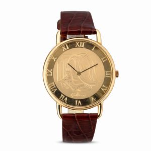 Marta Marzotto - Orologio commemorativo per Guttuso in oro giallo 18k, movimento al quarzo, numeri Romani, 41 mm