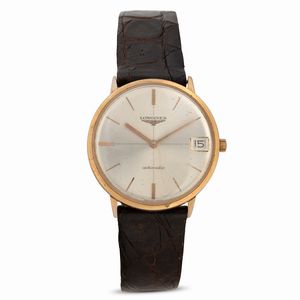 LONGINES - Orologio classico in oro giallo 18k automatico con datario, quadrante Argent� con indici applicati, 34 mm