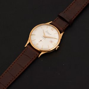 Grimsel : Solo tempo in oro 18k, carica manuale con datario, quadrante Argent� indici applicati, 34 mm  - Asta Watches - Associazione Nazionale - Case d'Asta italiane