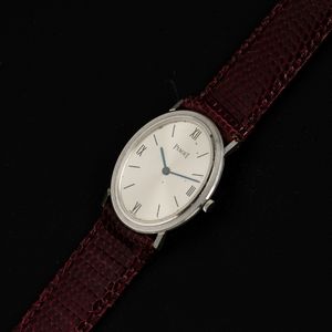 Piaget : Orologio ovale in oro bianco 18k carica manuale quadrante Argent� con numeri Romani, 32x25 mm  - Asta Watches - Associazione Nazionale - Case d'Asta italiane