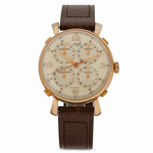 Komet - Orologio Soccer con quadranti segnapunti, cassa in oro giallo 18k, carica manuale, 38 mm