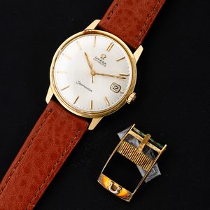 OMEGA : Seamaster Automatic in oro giallo 18k cassa con fondo a vite, quadrante Argent� indici applicati con datario, 34 mm  - Asta Watches - Associazione Nazionale - Case d'Asta italiane