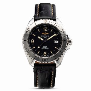 Breitling - Breitling Shark in acciaio quadrante antracite indici a bastone, numeri arabi e datario, ref a5860512b146, cassa n� 1437, movimento automatico, cinturino in pelle, 40 mm, 1993 circa, scatola e garanzia doppio cinturino