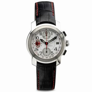 Baume & Mercier - Baume & Mercier - A.C. Milan, serie limitata 64/100 per la vittoria de campionato, stagione 2003/2004, in acciaio con quadrante bianco e 3 contatori, stemma del Milan alle ore 9, cinturino in pelle, 34 mm