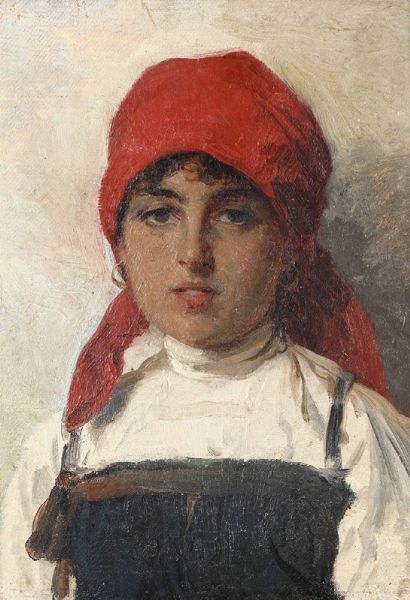 Induno Gerolamo, : Ritratto di fanciulla  - Asta Dipinti del XIX e XX secolo - Associazione Nazionale - Case d'Asta italiane