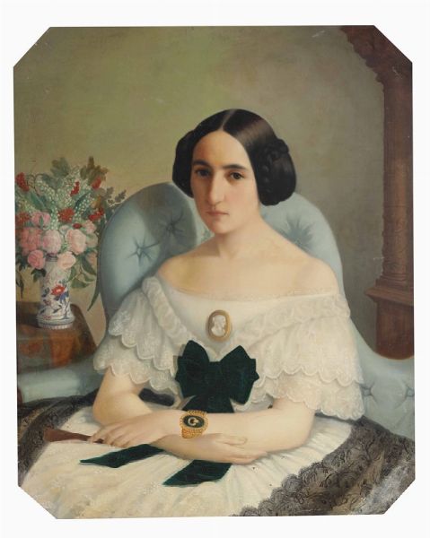 Ritratto di giovane in veste bianca  - Asta Dipinti del XIX e XX secolo - Associazione Nazionale - Case d'Asta italiane