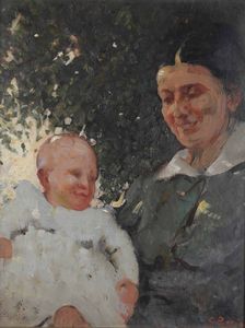 Bosio Giuseppe - Ritratto della moglie con figlio