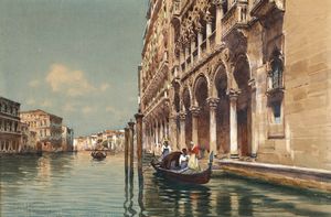 Craffonara Aurelio : Veduta di canale veneziano  - Asta Dipinti del XIX e XX secolo - Associazione Nazionale - Case d'Asta italiane
