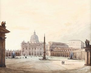 Caffi Ippolito : Piazza San Pietro a Roma  - Asta Dipinti del XIX e XX secolo - Associazione Nazionale - Case d'Asta italiane