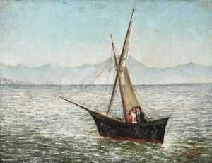 Marina con barca  - Asta Dipinti del XIX e XX secolo - Associazione Nazionale - Case d'Asta italiane