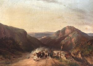Cerruti Felice - Paesaggio con armenti, 1849