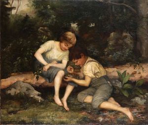 Bambini nel bosco  - Asta Dipinti del XIX e XX secolo - Associazione Nazionale - Case d'Asta italiane