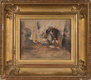 Cabianca Vincenzo : Arco della Chiesa di Portovenere, 1882  - Asta Dipinti del XIX e XX secolo - Associazione Nazionale - Case d'Asta italiane