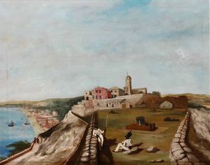 Paesaggio con forte di San Giuliano  - Asta Dipinti del XIX e XX secolo - Associazione Nazionale - Case d'Asta italiane