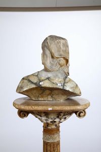 Busto femminile in marmo, firmato Prof. G. Bassi  - Asta Dipinti del XIX e XX secolo - Associazione Nazionale - Case d'Asta italiane