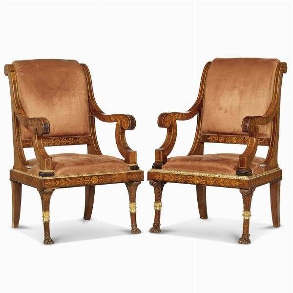 COPPIA DI POLTRONE, INGHILTERRA, PRIMA MET&Agrave; SECOLO XIX  - Asta INTERNATIONAL FINE ART - Associazione Nazionale - Case d'Asta italiane