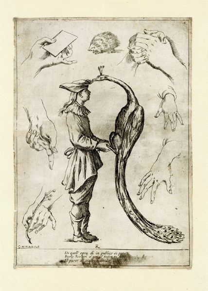 GIUSEPPE MARIA MITELLI : Nove tavole da Alfabeto in sogno, esemplare per disegnare di Giuseppe M.a Mitelli Bolognese MDCLXXXIII.  - Asta Arte Antica [Parte I] - Associazione Nazionale - Case d'Asta italiane