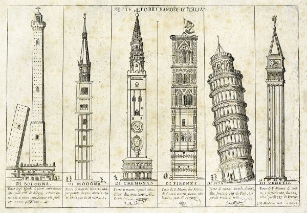 GIUSEPPE MARIA MITELLI : Sette torri famose d'Italia.  - Asta Arte Antica [Parte I] - Associazione Nazionale - Case d'Asta italiane