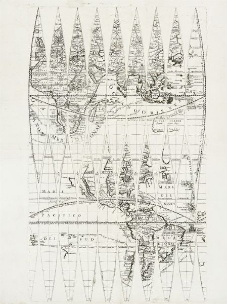 Tavola con le due Americhe per la costruzione di globo terrestre.  - Asta Arte Antica [Parte I] - Associazione Nazionale - Case d'Asta italiane