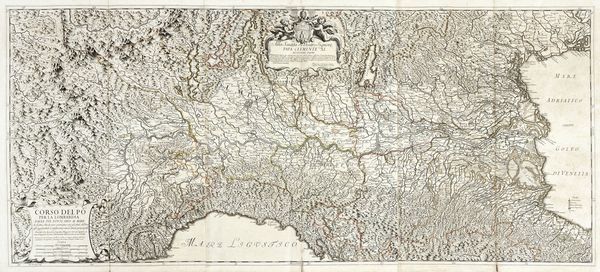 ANTONIO BARBEY : Corso del Po per la Lombardia dalle sue fonti sino al mare c fiumi, che in esso scaricano, con gli Stati d principi aggiacenti e confinanti, e con le strade principali. Descritto da Agostino Sargente Maggiore, Cerruti capitano di una compagnia...  - Asta Arte Antica [Parte I] - Associazione Nazionale - Case d'Asta italiane