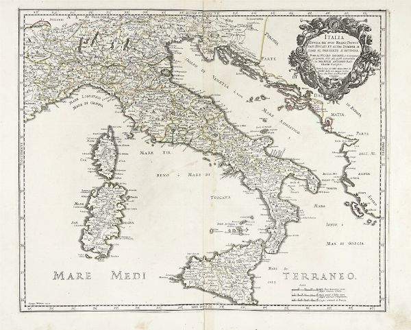 MICHEL-ANTOINE BAUDRAND : Italia Divisa ne' suoi Regni, Principati, Ducati, et altri Dominii, si come al presente si ritrova / Fatta da Nicol Sansone, e nuovamente corretta, et in pi parti aumentata da Michele Antonio Baudrand Parigino.  - Asta Arte Antica [Parte I] - Associazione Nazionale - Case d'Asta italiane