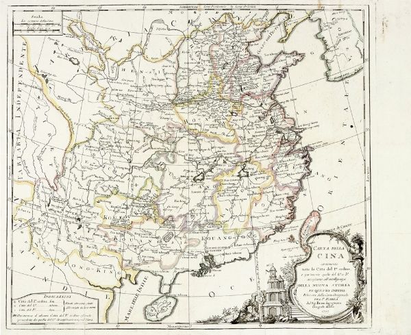 LOUIS BRION DE LA TOUR : Carta della Cina contenente tutte le Citt del I ordine e parimente quelle del 2 e 3 necessarie all'intelligenza della nuova storia di questo impero..  - Asta Arte Antica [Parte I] - Associazione Nazionale - Case d'Asta italiane