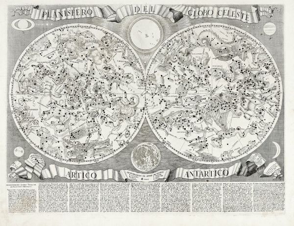 FRANCESCO BRUNACCI : Planisfero del globo celeste / Artico Antartico.  - Asta Arte Antica [Parte I] - Associazione Nazionale - Case d'Asta italiane