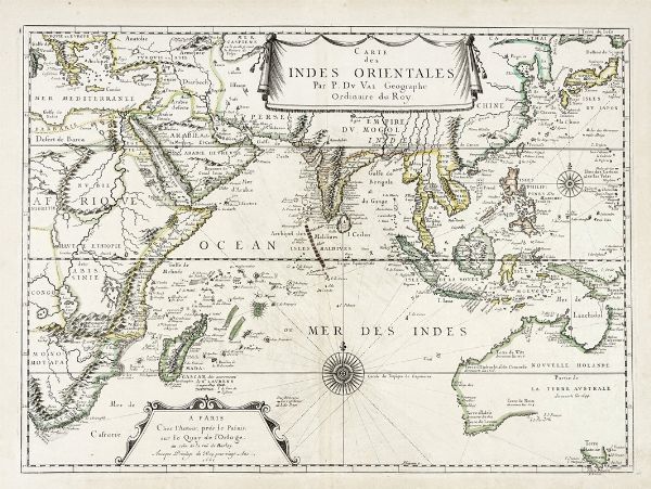 PIERRE DUVAL : Carte des Indes Orientales / par P. Du Val, Gographe Ordinaire du Roy.  - Asta Arte Antica [Parte I] - Associazione Nazionale - Case d'Asta italiane