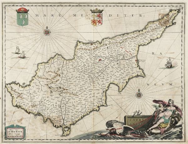 JOHANNES JANSSONIUS : Cyprus Insula.  - Asta Arte Antica [Parte I] - Associazione Nazionale - Case d'Asta italiane