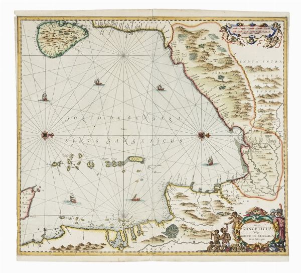 JOHANNES JANSSONIUS : Sinus Gangeticus, Vulgo Golfo de Bengala Nova descriptio.  - Asta Arte Antica [Parte I] - Associazione Nazionale - Case d'Asta italiane