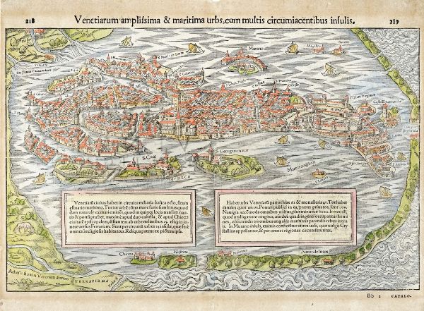 Sebastian Mnster : Venetiarum amplissima & maritima urbs, cum multis circumiacentibus insulis.  - Asta Arte Antica [Parte I] - Associazione Nazionale - Case d'Asta italiane