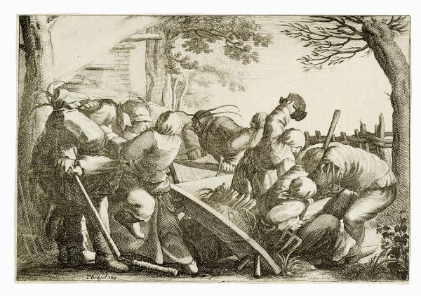 WENZEL HOLLAR : Rissa tra contadini.  - Asta Arte Antica [Parte I] - Associazione Nazionale - Case d'Asta italiane