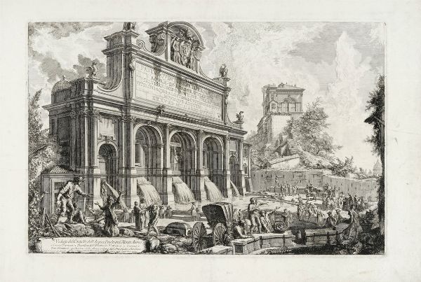 GIOVANNI BATTISTA PIRANESI : Veduta del Castello dell'Acqua Paola sul Monte Aureo.  - Asta Arte Antica [Parte I] - Associazione Nazionale - Case d'Asta italiane