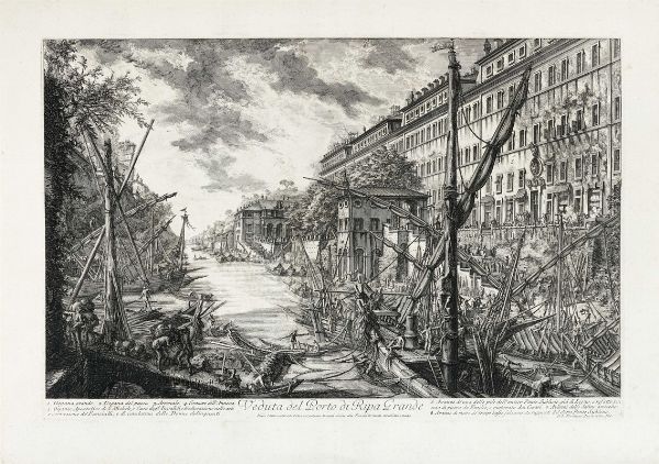 GIOVANNI BATTISTA PIRANESI : Veduta del Porto di Ripa Grande.  - Asta Arte Antica [Parte I] - Associazione Nazionale - Case d'Asta italiane