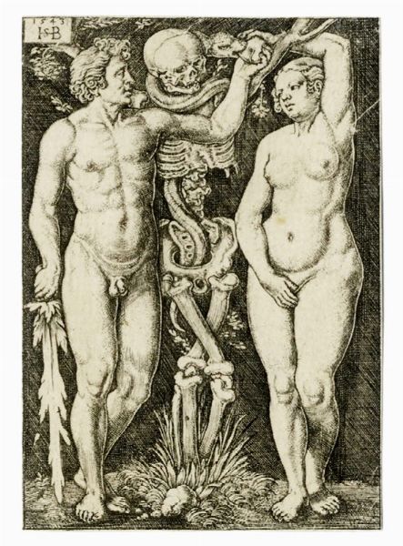 HANS SEBALD BEHAM : Adamo ed Eva.  - Asta Arte Antica [Parte I] - Associazione Nazionale - Case d'Asta italiane